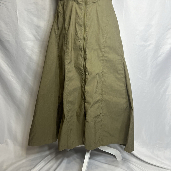 Anthropologie Zip-Front Corset Halter Neck Dress Moss Green Sz L Casual Festive - Picture 4 of 14